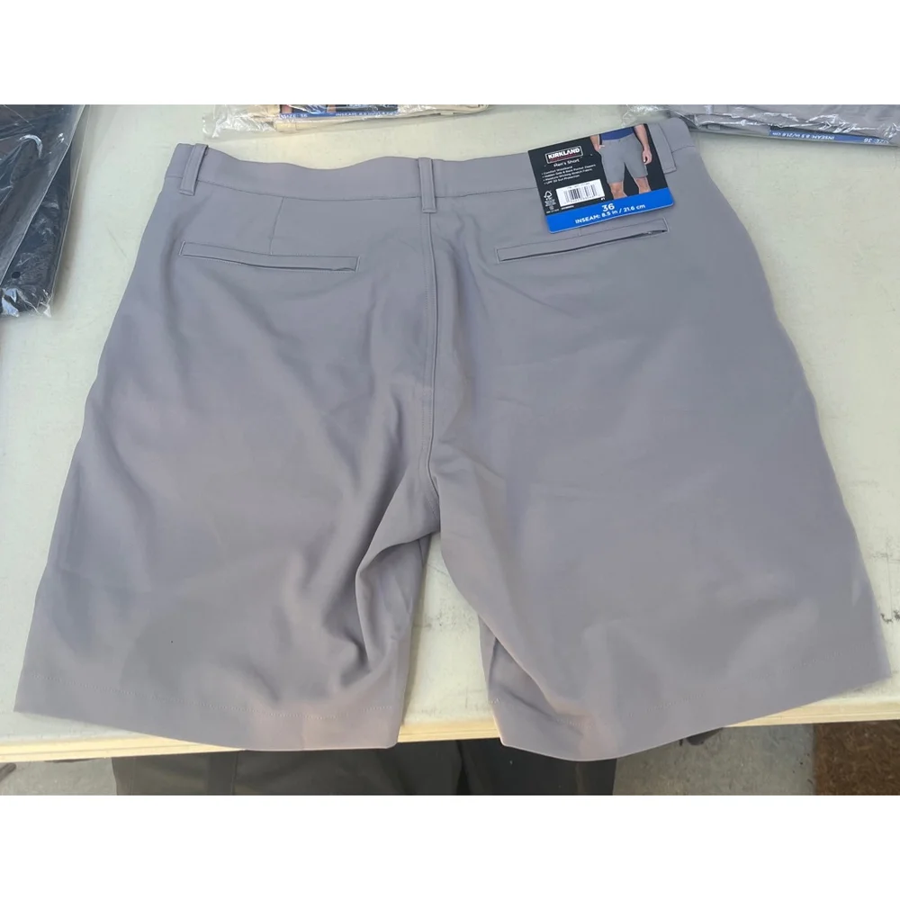 Men's Kirkland Signature Flat Front Shorts Waist 36 Gray NWT